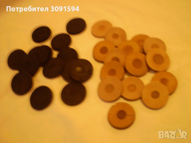 Стари Дървени Пулове За Игра на ТАБЛА черно и бяло, снимка 3 - Антикварни и старинни предмети - 39460211