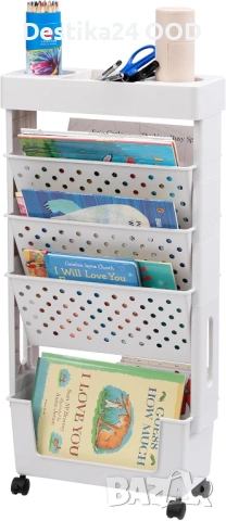 Тесен шкаф на колела 5 нива органайзер за баня, кухня, детска, хол