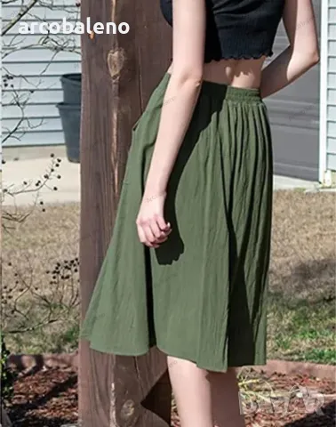 Ежедневна дамска пола с копчета и висока талия, 5цвята , снимка 3 - Поли - 48996172