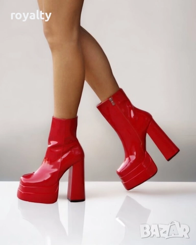 Боти на ток - червен лак