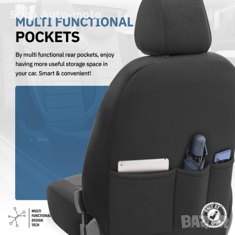 К-т Луксозна Тапицерия Automat-OTOM, Текстил с еко кожа, COMFORT LINE Design, Черна с бял шев, снимка 7 - Аксесоари и консумативи - 52794827