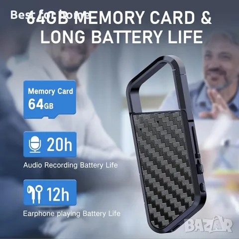 LIMENAMICS 64GB мини диктофон с четец на карти, снимка 2 - Други - 56093051
