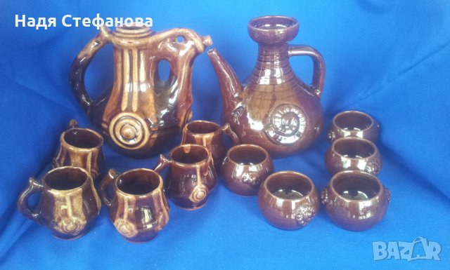 3 комплекта канички с по 5 чаши за концентрат керамични битови, снимка 4 - Антикварни и старинни предмети - 29491157