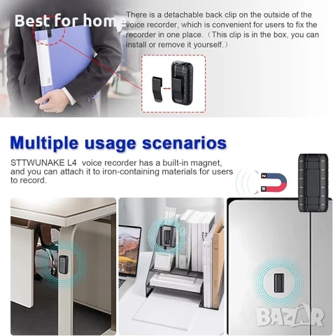 128G магнитен диктофон с гласово активиране STTWUNAKE, снимка 6 - Други - 50672719