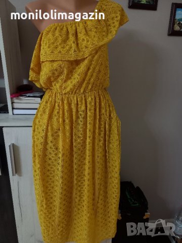 Нова рокля може да се носи и с паднало рамо, размер Л, но става и за ХЛ, снимка 2 - Рокли - 44274105