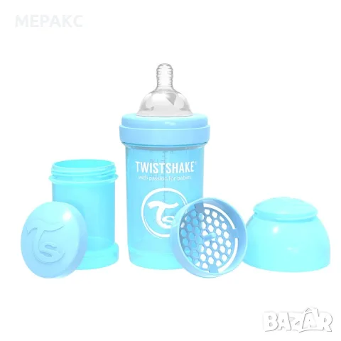 Шише за бебета против колики Twistshake 330 мл. светло синьо