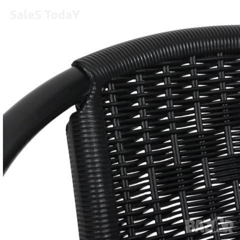 Стол, черен металик, плетен дизайн, 57x63x73см, снимка 2 - Столове - 44803664