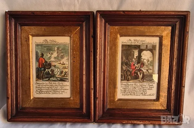 Стари ретро картини от 4 бр, снимка 3 - Картини - 48733875