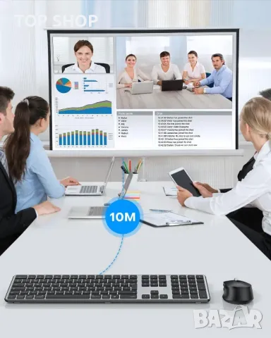 OMOTON Безжична Bluetooth зареждаща се USB клавиатура и мишка за Mac OS, с 3 Bluetooth канала, снимка 5 - Клавиатури и мишки - 49747820