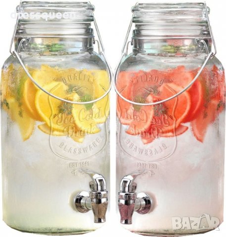 Диспенсър за напитки - стъклен буркан с канелка 2литра, снимка 4 - Други стоки за дома - 30916195