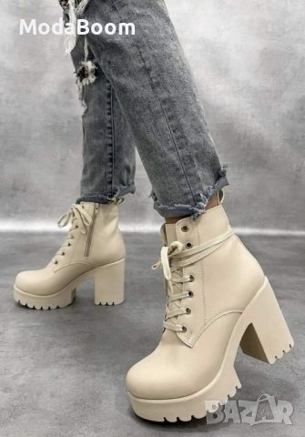 Кожени боти на ток , снимка 2 - Дамски боти - 42905890