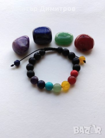 Гривни Седем чакри. Ръчна изработка от естествени камъни. Идея за подарък. Бижута Луди гъби.