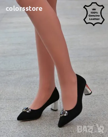 Обувки на ток - черен ЕСТЕСТВЕН велур - 17265Z-2-2K, снимка 3 - Дамски обувки на ток - 45742090