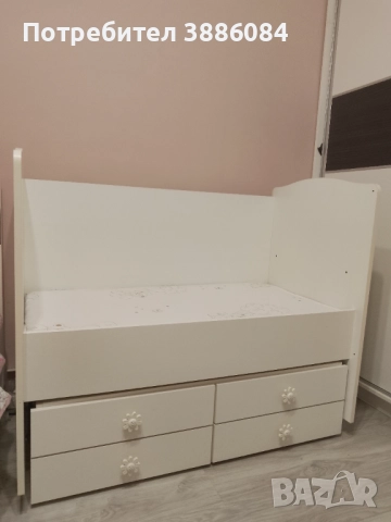 Детска кошара с решетка и двулицев матрак