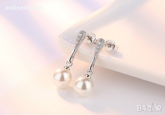 Сребърни обеци 925 - Перли Водопад Код: BX505, снимка 4 - Обеци - 33746301