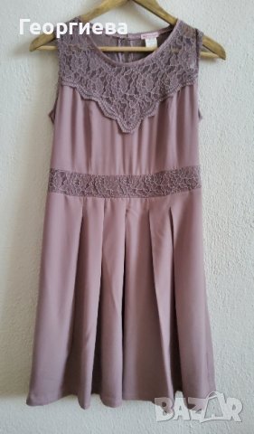 Красива лилава рокля с дантела, снимка 1 - Рокли - 37765191