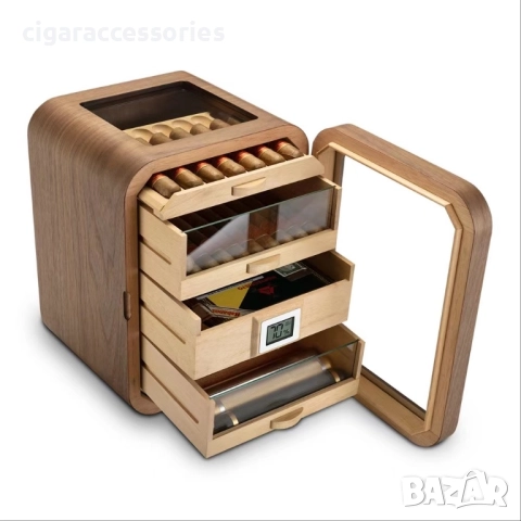 Луксозен хумидор за пури – 5 нива, до 110 пури, кедрово дърво