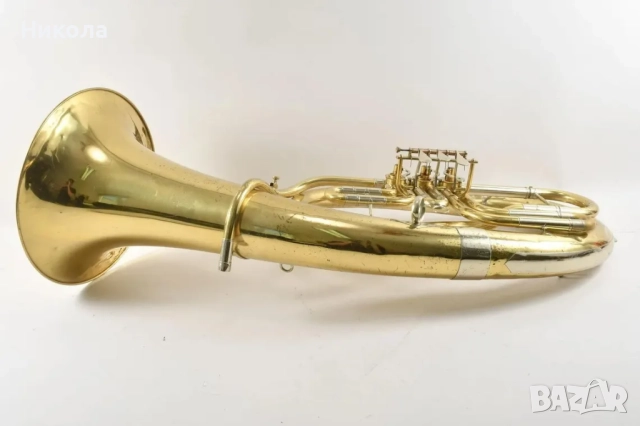 Винтидж месингова туба с роторни клапани - ГДР-  С оригинален куфар, снимка 2 - Антикварни и старинни предмети - 52306134