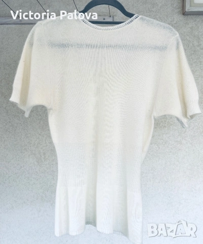 Луксозна млечнобяла блуза от ангора/кашмир с акцентна талия, снимка 5 - Корсети, бюстиета, топове - 53892795