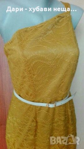 Дантелена рокля, цвят горчица🍀👗M р-р🍀👗арт.3059, снимка 4 - Рокли - 33931727