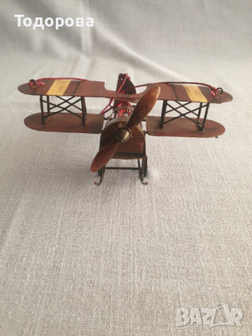 Старинен ръчно изработен метален самолет-окопно изкуство, снимка 6 - Антикварни и старинни предмети - 44586853