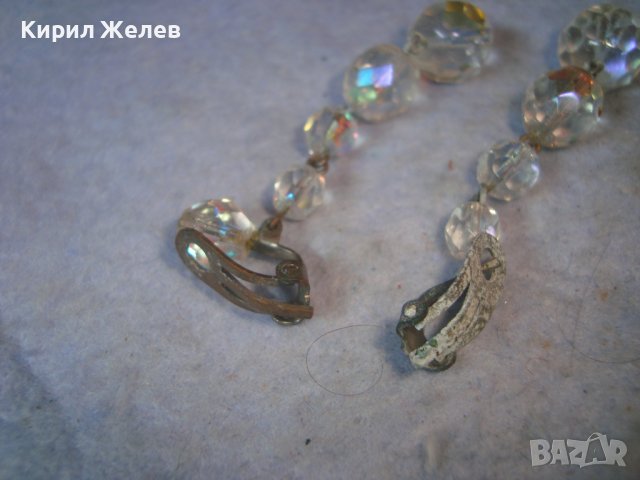 СТАРИ КРИСТАЛНИ ФАСЕТИРАНИ СРЕБРИСТИ АР НУВО СТИЛ ОБЕЦИ 17663, снимка 4 - Антикварни и старинни предмети - 37745295