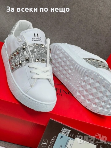 Valentino Дамски Бели Маратонки С Кристали👟Дамски Спортни Обувки С Камъни В Бял Цвят Код E1326, снимка 6 - Маратонки - 54148512