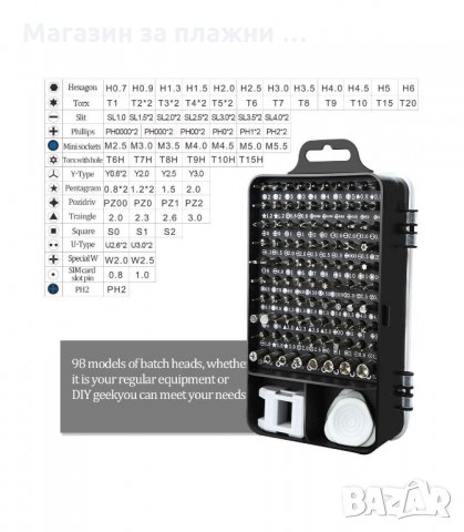 ОТВЕРТКА КОМПЛЕКТ С НАКРАЙНИЦИ ЗА РЕМОНТ НА ТЕЛЕФОНИ 115 В 1 - код 2543, снимка 8 - Отвертки - 34192907