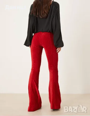 Free People Нов Boho червен панталон с разкроени крачоли (Размер S), снимка 3 - Панталони - 55898472