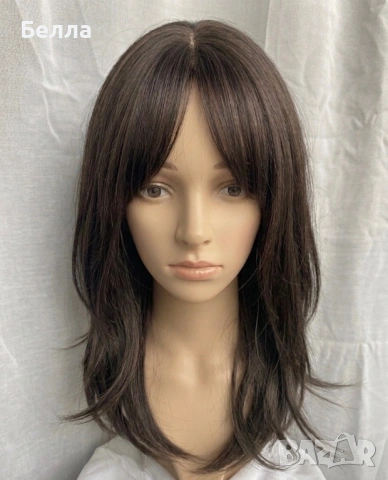 НОВА Кафява естествена перука! 100% високо качество