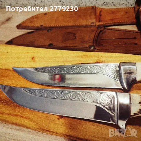 Ловни масивни ножове с дръжки от еленов рог, снимка 10 - Ножове - 49869257
