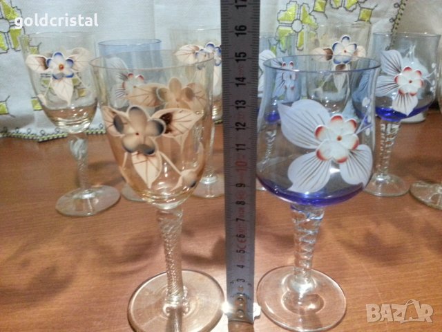 Ретро стъклени чаши за вино Бохемия , снимка 9 - Антикварни и старинни предмети - 44343746