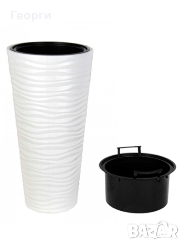 НОВИ! Бели, кръгли кашпи, снимка 2 - Саксии и кашпи - 51618661