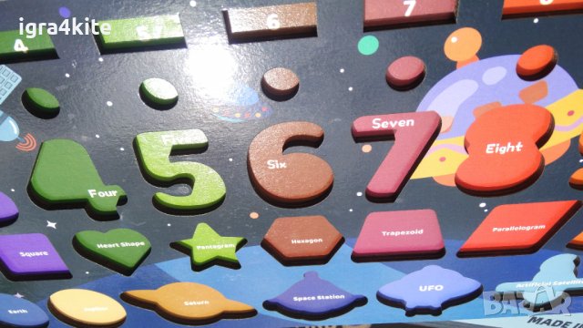 ХИТ! Дървена игра 6в1 Космос с форми и магнитен риболов, снимка 4 - Образователни игри - 36743585