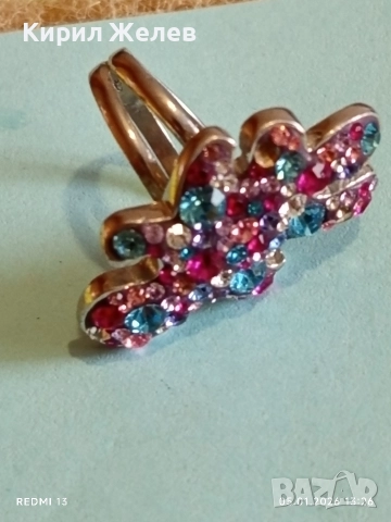 Модерен Арт сребърен пръстен декориран с Аквамарин и Робини изящен скъпоценен 51804, снимка 9 - Пръстени - 52987162