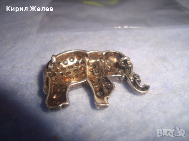 СТАРО СКЪПОЦЕННО СРЕБЪРНО СЛОНЧЕ СРЕБРО 925 ВИНТИДЖ ФИГУРАЛНА АРТ БРОШКА с КРИСТАЛЧЕТА 29159, снимка 4 - Други - 37312200
