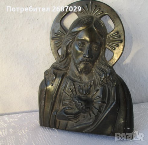  Исус сърце  пано религия метал, подпис, автор, снимка 4 - Други ценни предмети - 29577885