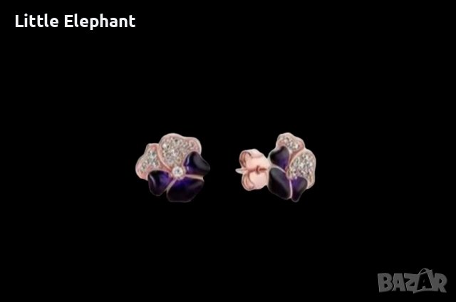 Сребърни обеци Пандора,теменужки"Тук за теб",Rose Gold/нови, снимка 1