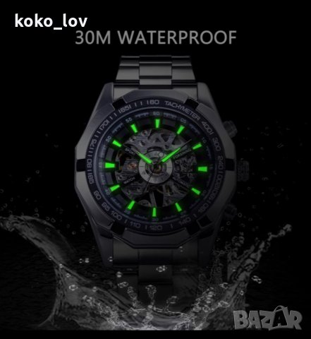 Механичен мъжки часовник Skeleton Watches, снимка 3 - Мъжки - 31045838