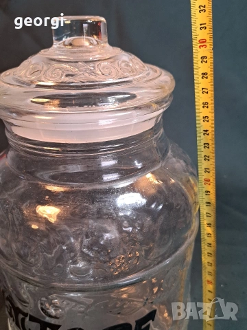 ретро италиански релефен стъклен буркан 5 литра 34/3, снимка 8 - Аксесоари за кухня - 53932663