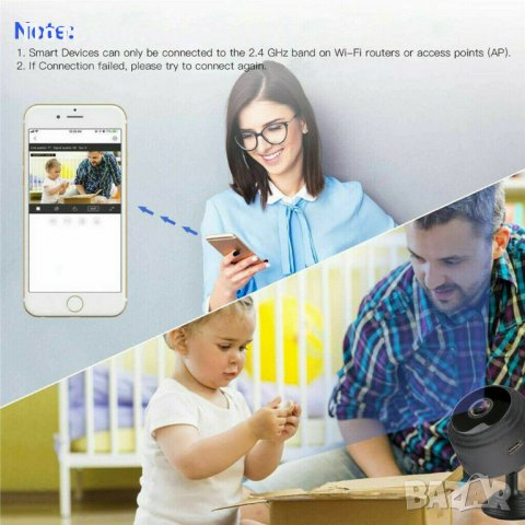 Мини WIFI IP скрита,шпионска,охранителна камера.Бебефон Mini HD Camera, снимка 7 - HD камери - 31606546