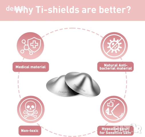 100% чисти титаниеви протектори за зърна за кърмене, чашки за зърна за кърмене, М, снимка 2 - Аксесоари за кърмачки - 52721981