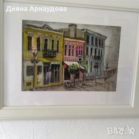 Улица в Стара Варна- акварел , снимка 1 - Картини - 39602538