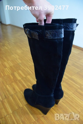 Чисто нови дамски кожени ботуши от Италия, велур, снимка 2 - Дамски ботуши - 52115910