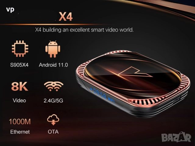 8K Android ТВ бокс VX4 с процесор Аmlogic с Dolby ATMOS TV BOX Hi-Fi RES 4K - 1000 LAN с UGOOS mod 
