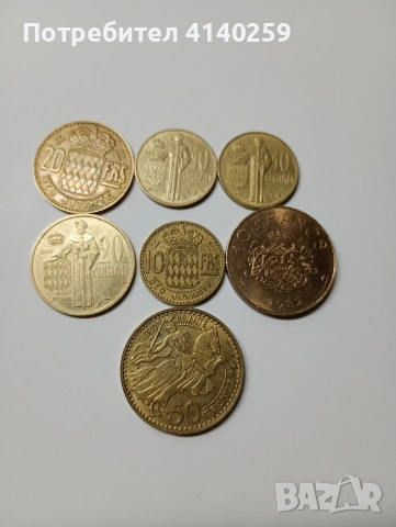 МОНАКО МОНЕТИ ЛОТ 50 ФРАНКА 1950 Г 5 ФРАНКА 1943 Г , снимка 3 - Нумизматика и бонистика - 53152842