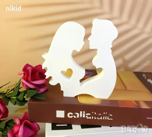 Мъж Жена двойка в профил силиконов молд форма фондан свещ смола шоколад , снимка 3 - Форми - 54072409