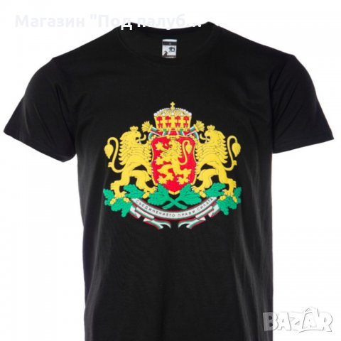 Нова детска черна тениска с релефен трансферен печат Герб на България, снимка 3 - Детски тениски и потници - 30083286