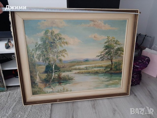 голяма красива маслена картина, снимка 5 - Антикварни и старинни предмети - 40635464