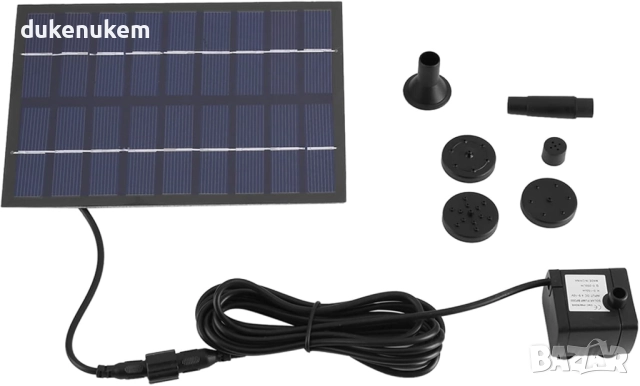 Соларна помпа с резервоар за градина, езерце, поилка за птици и декоративни фонтани